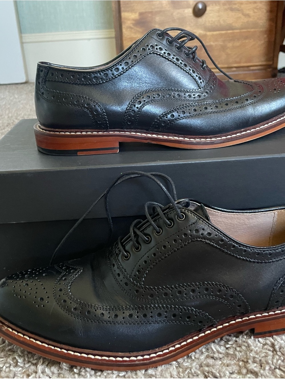 Men's Black Wingtip Dress Shoes - Classic Leather Brogues